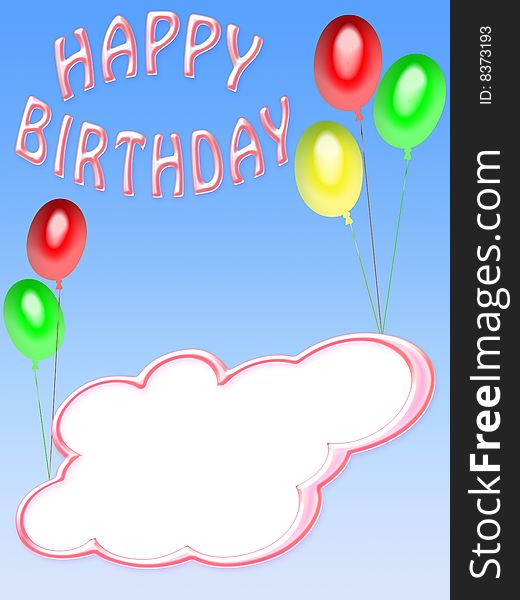 Greeting card birthday with decorations and white space to dedication. Greeting card birthday with decorations and white space to dedication