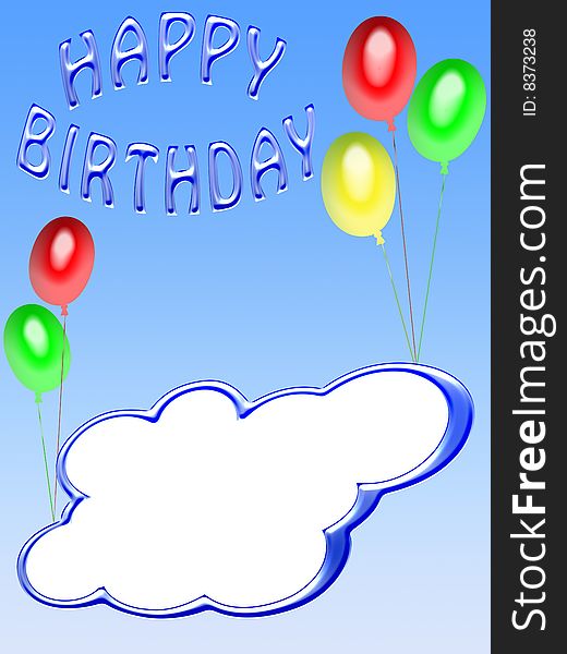 Greeting card birthday with decorations and white space to dedication. Greeting card birthday with decorations and white space to dedication