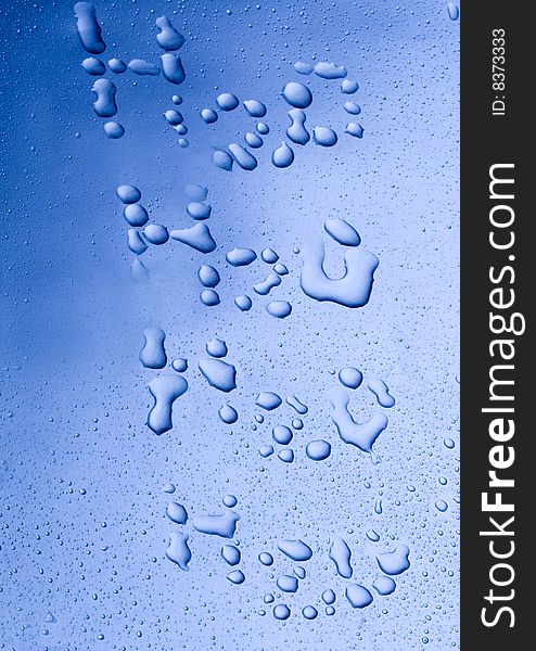 Water drops on blue background