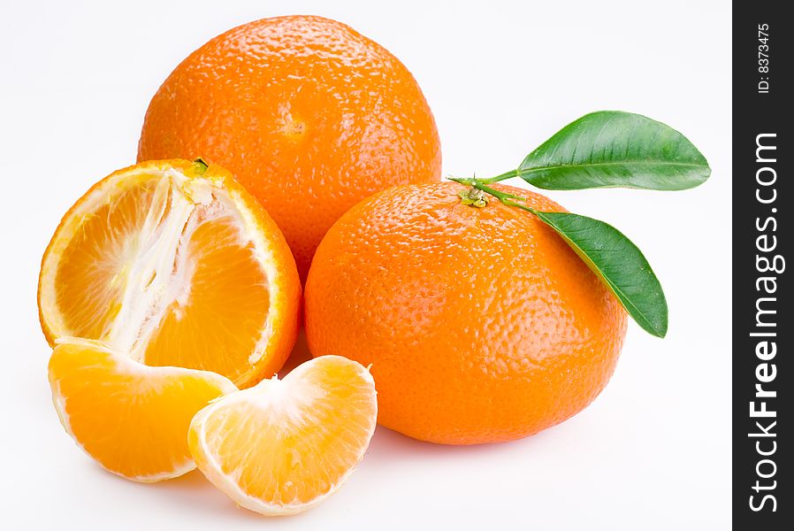 Tangerines on a white background.