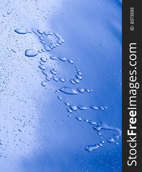 Water drops on blue background