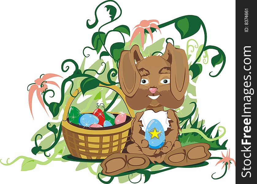 Vector:
Rabbit on a background floral patterns

. Vector:
Rabbit on a background floral patterns