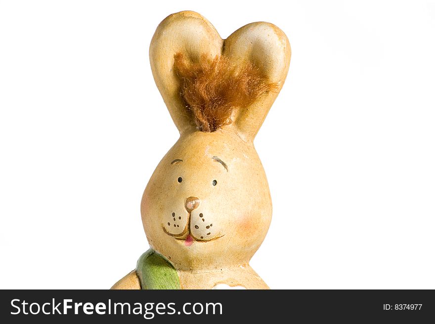 One easter-bunny in front of a white background