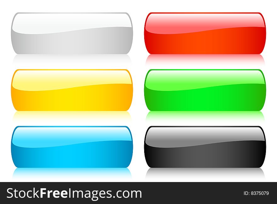 Set of 6 shiny buttons, vector