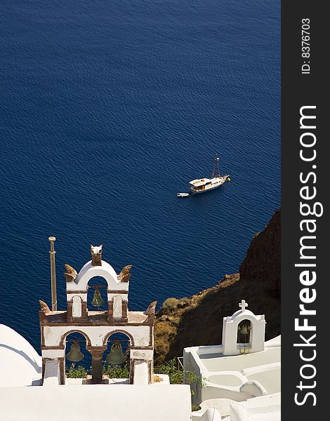 Greek Church Bell And Sea View