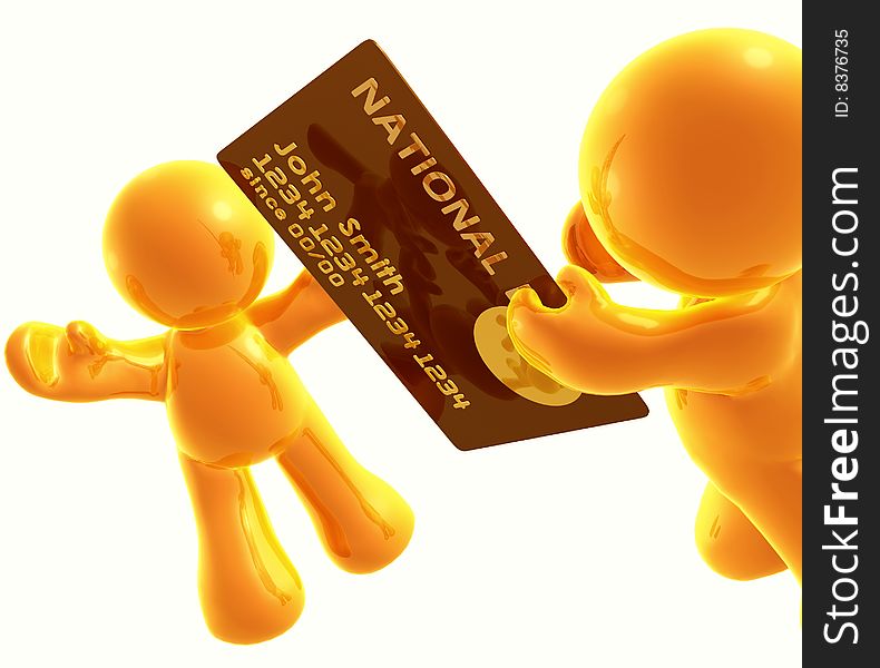 Giving credit card as gift icon figure illustration