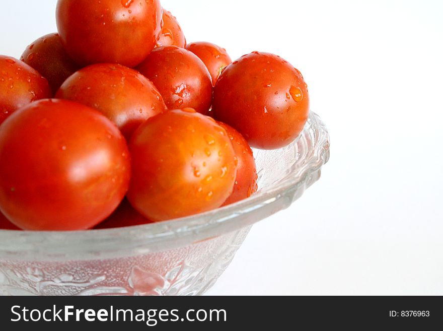 Tomatoes in a glass bowl