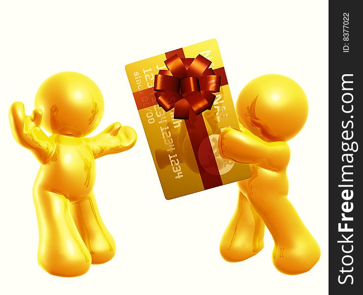 Giving credit card as gift icon figure illustration