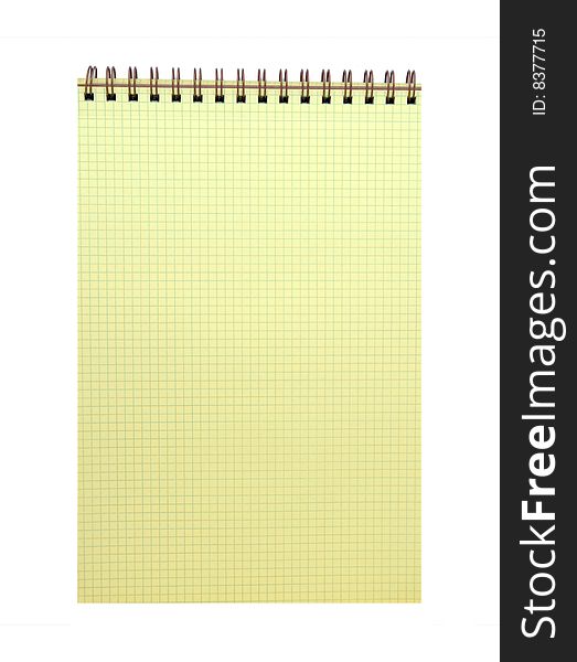 Yellow spiral bound notepad with isolated on white