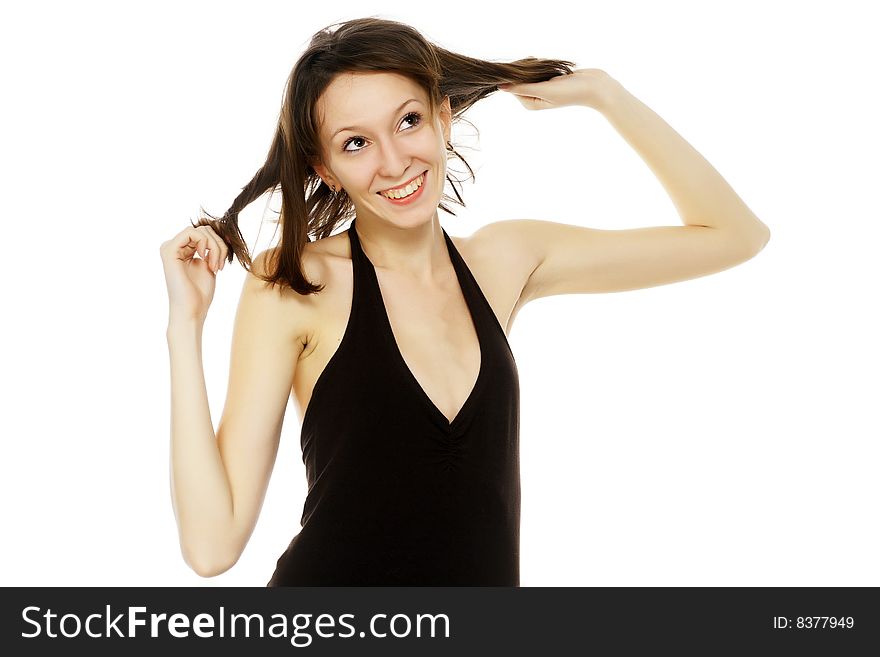 The young woman on a white background. The young woman on a white background