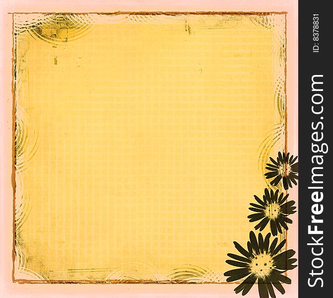 Scrappy textured backdrop with floral stamp