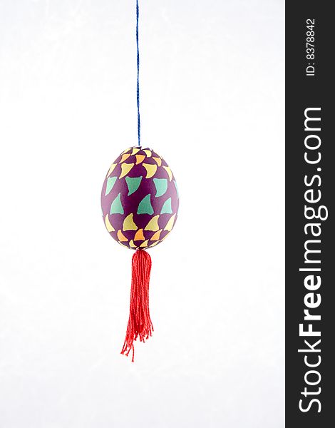 Handmade Colored Easter egg on the thread