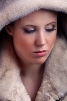 Attractive Young Woman Wearing Fur Stock Photos