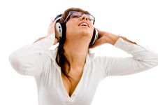 Portrait Of Young Female Listening Music Stock Photography Portrait Of Young Female Listening Music Stock Photography
