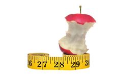 Apple Core On Measuring Tape Stock Photography