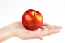 Red Apple On Hand Stock Photos Red Apple On Hand Stock Photos
