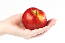 Red Apple On Hand Royalty Free Stock Image Red Apple On Hand Royalty Free Stock Image
