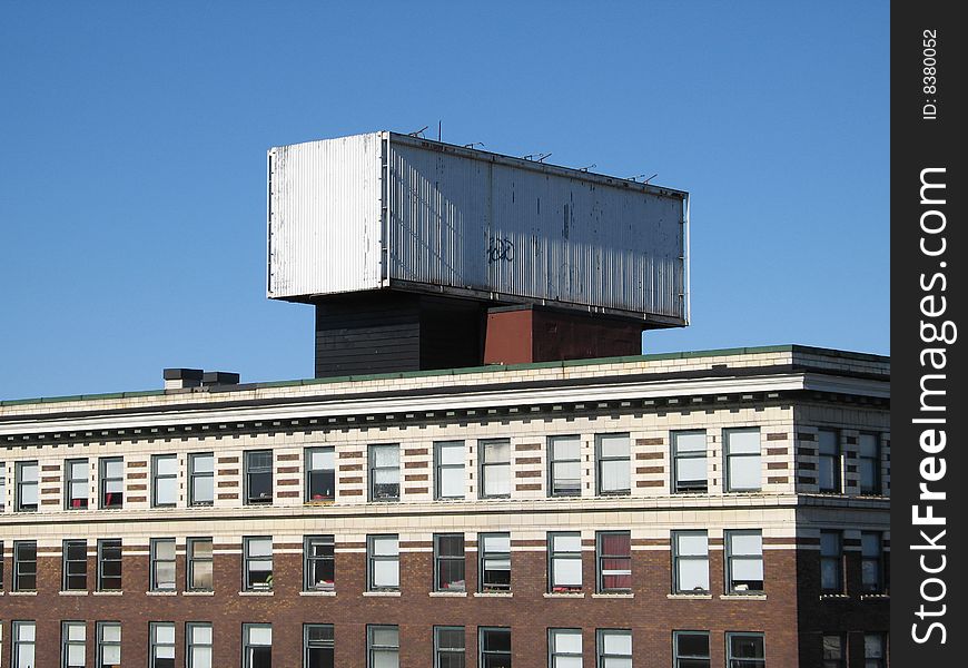 Empty billboard on a large building