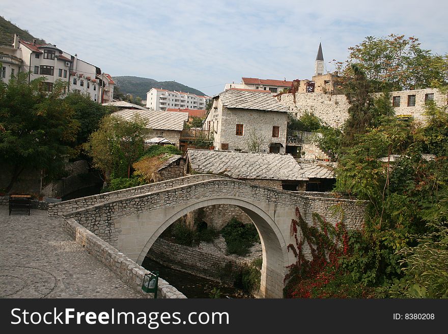 A historical bridge in Mostar