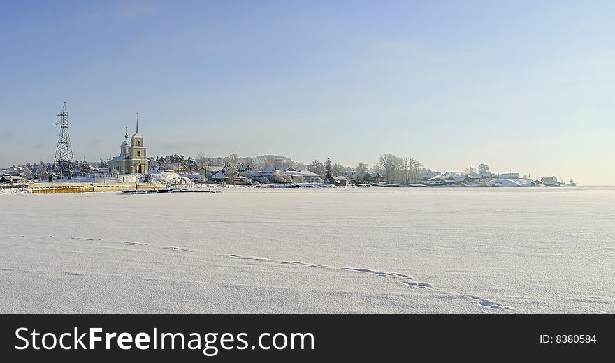 Panorama Of Onega With A Kind On Orthodox Church