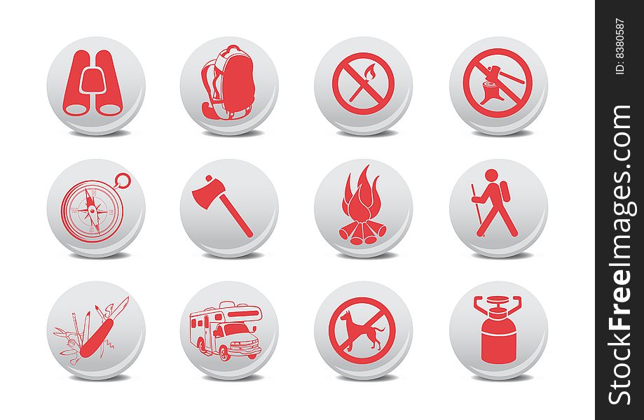 Vector illustration of camping buttons .You can use it for your website, application or presentation
