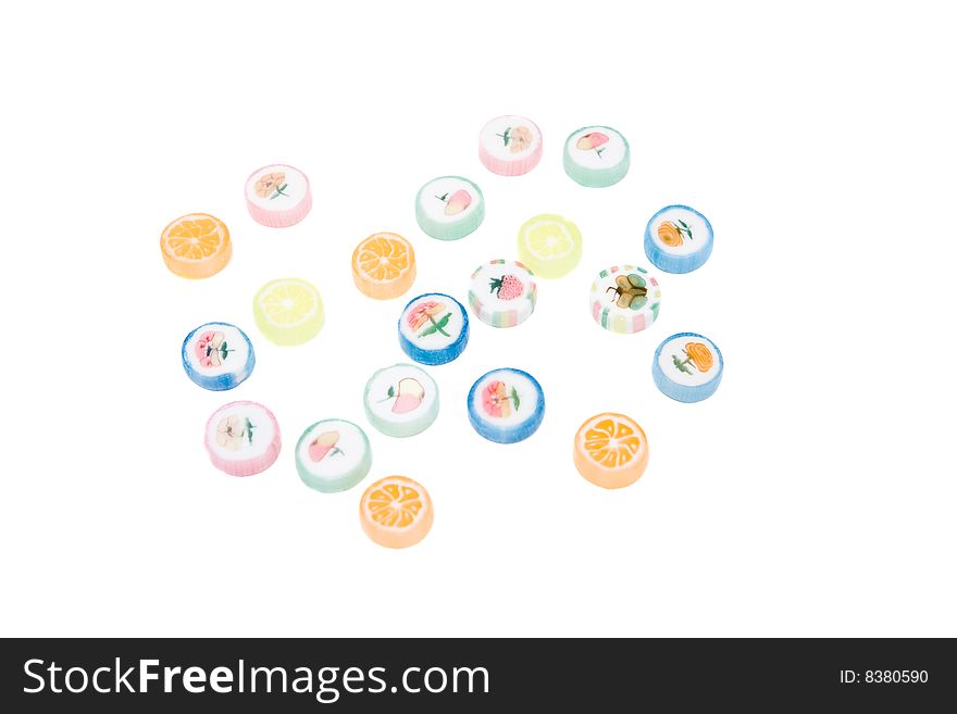 Sweet bonbons on white background