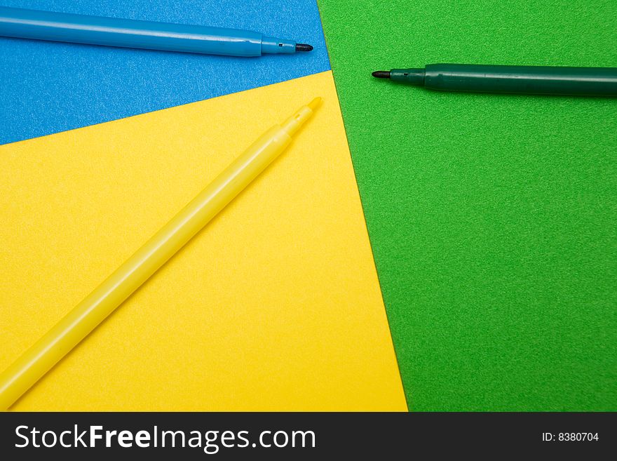 Colour felt-tip on colour paper