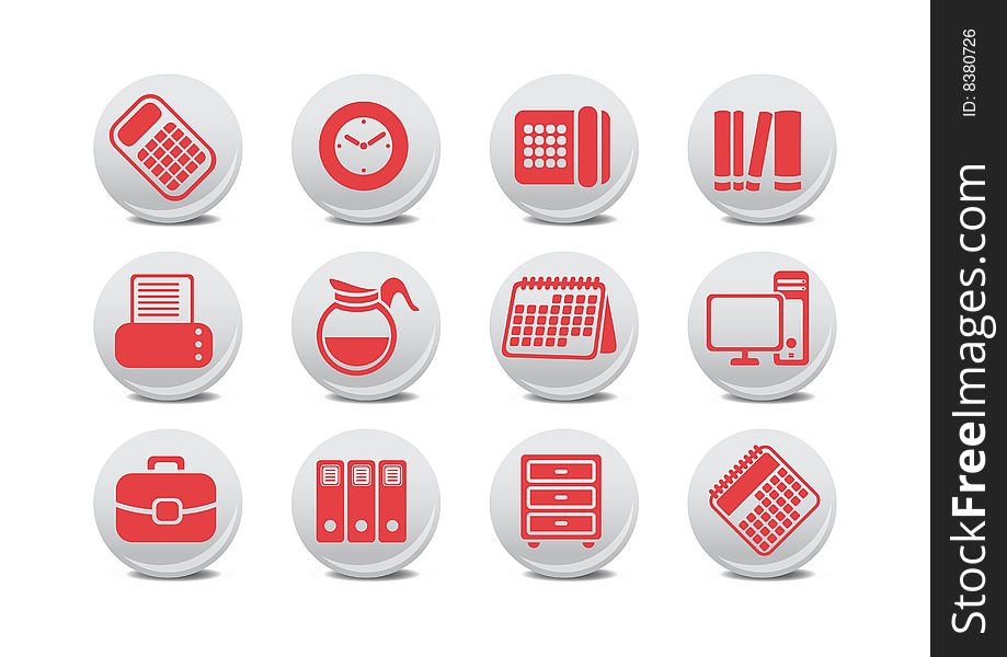 Vector illustration of office equipment buttons. You can use it for your website, application or presentation
