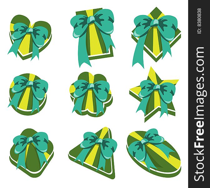 Vector illustration of  beautiful, elegant present boxs in icon style