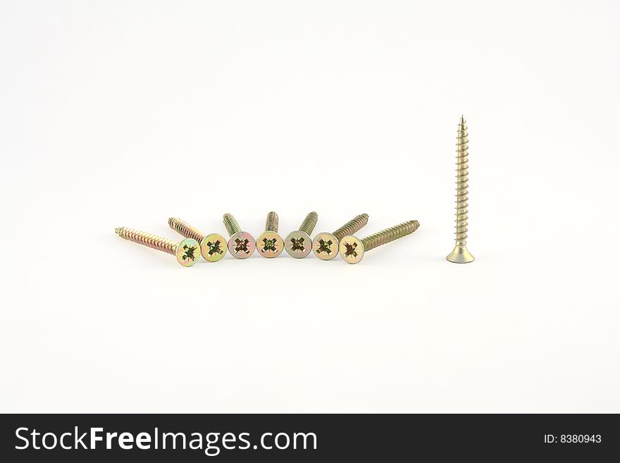 Eight screws presented in a different way. Eight screws presented in a different way