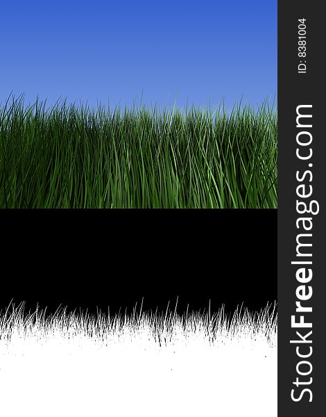 3d rendered grass with mask for easily use