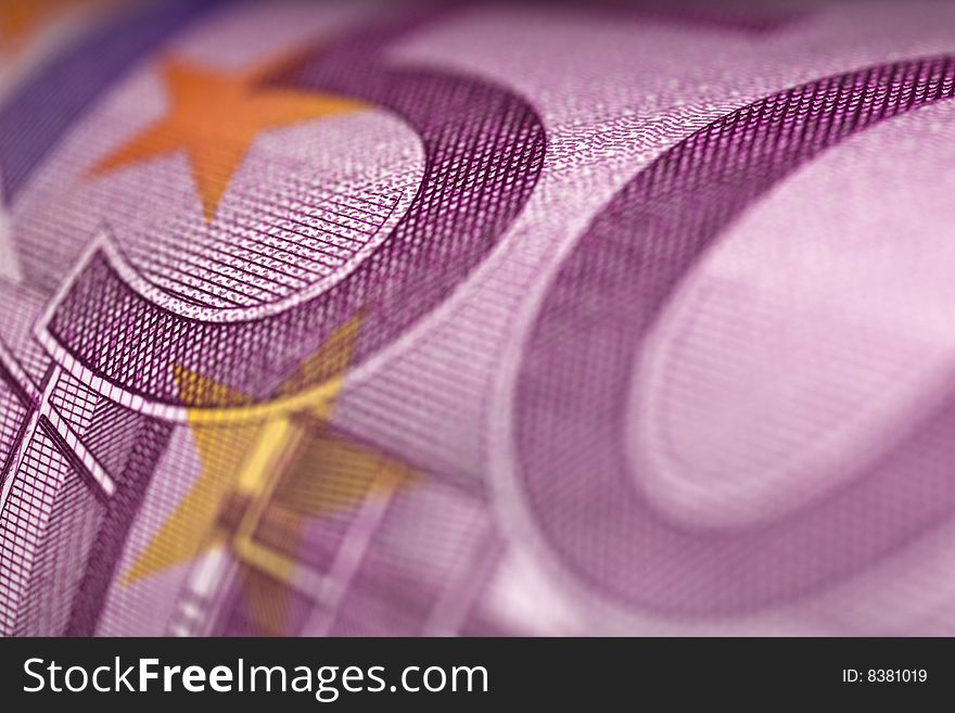 A special highly magnified by a five hundred euro banknote. A special highly magnified by a five hundred euro banknote