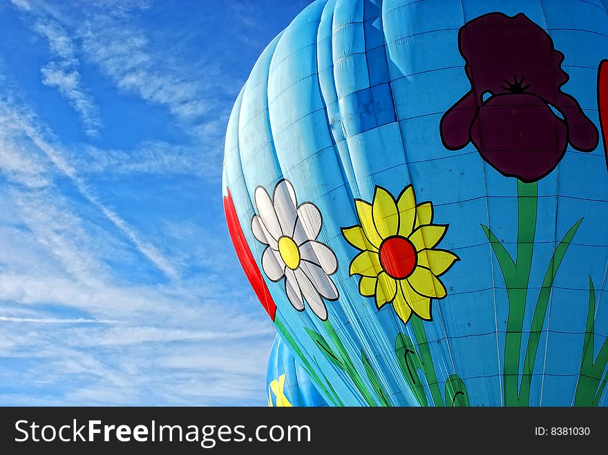 Hot air balloon in the blue sky