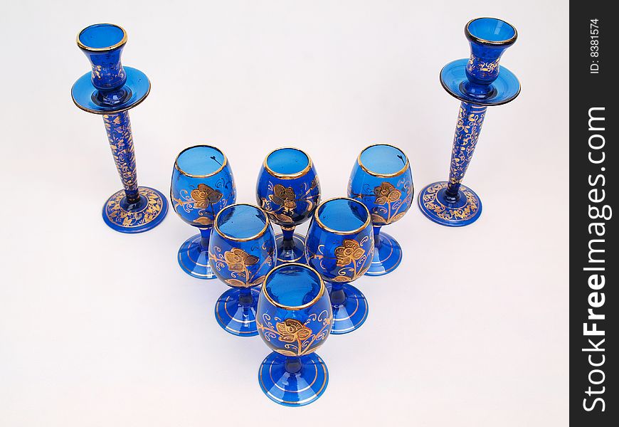 Blue Gold Crystal Deco Glass Items Formation 2