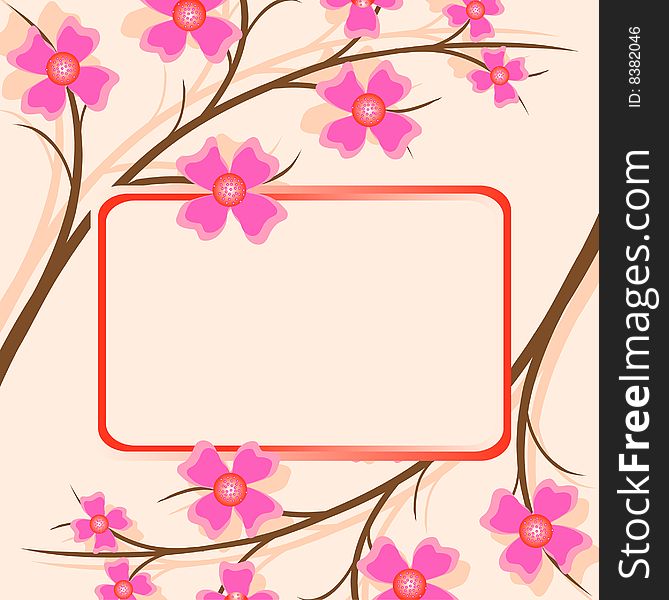 Floral background and frame, coloured flowers