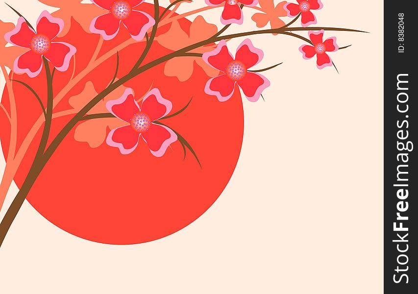 Branch of a plant, the Japanese style, background