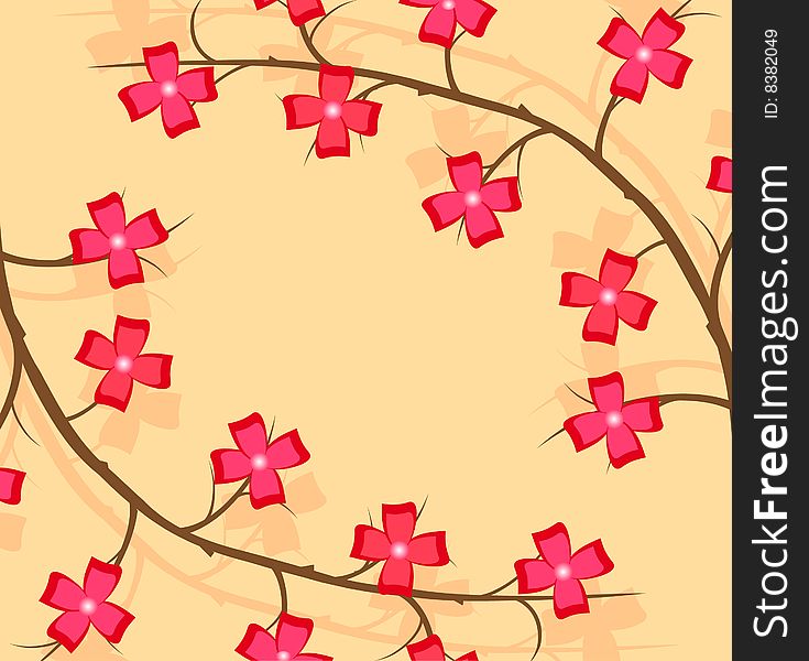 Floral background and frame, coloured flowers