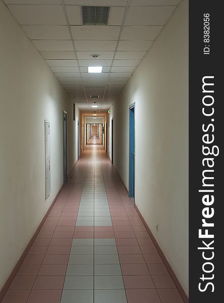 Long corridor in office building