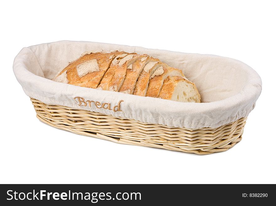 Slices of fresh village bread in the basket