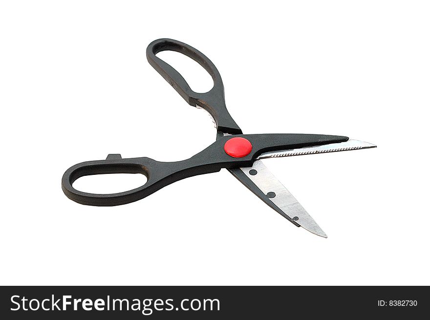 Isolated sartorial steel scissors on a white background