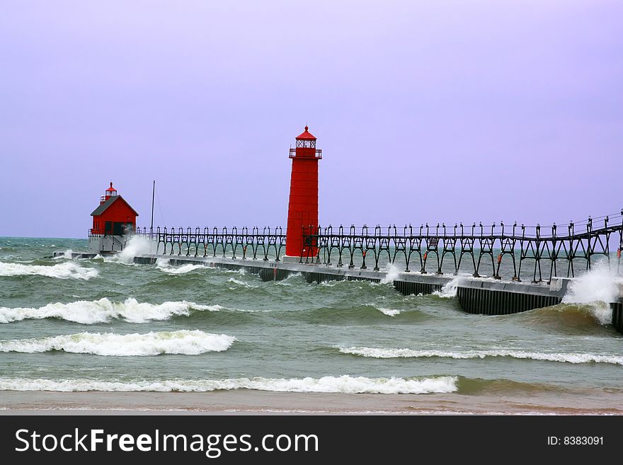 Picture of a pier located on Lake Michigan.