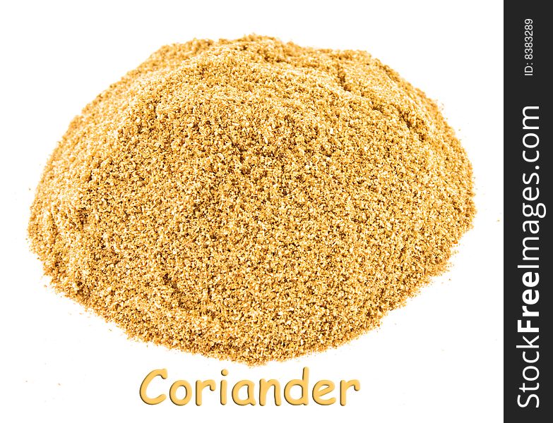 Spice - coriander on a white background.