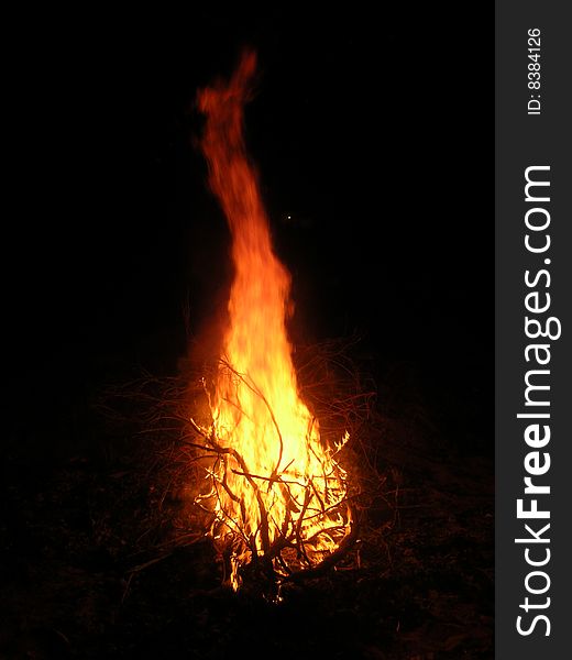 A bonfire with black background. A bonfire with black background.