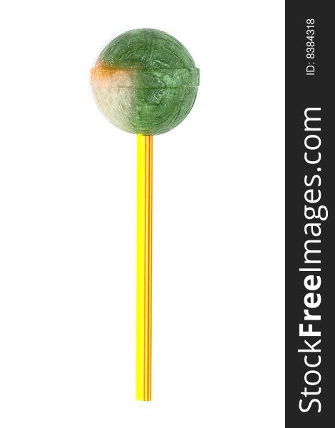 Green lollipop isolated on a white