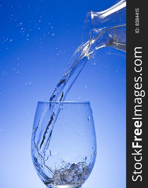 Glass with Splashing water. Coolness Drink