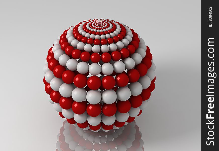 3d generated illustrartion of sphere build with balls. 3d generated illustrartion of sphere build with balls