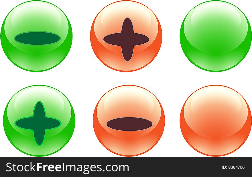 Shiny web buttons red and green. Shiny web buttons red and green