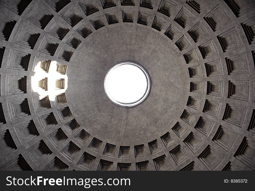 Dome And Oculus Of The Pantheon In Rome, Italy