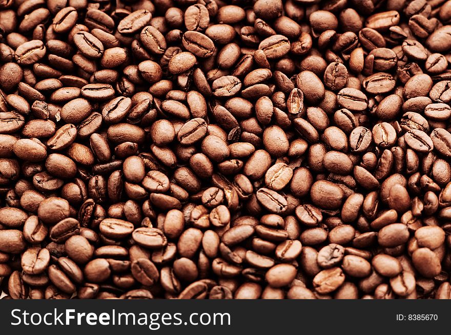 Shot of delicious coffee beans