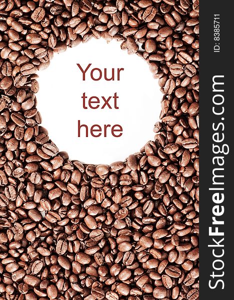 Coffee beans with empty space for your text or image